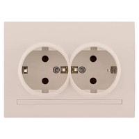 Розетка двухмесная с/з LEZARD Deriy крем 702-0303-127B
