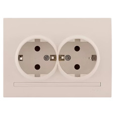 Розетка двухмесная с/з LEZARD Deriy крем 702-0303-127B