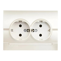 Розетка двухмесная с/з LEZARD Deriy жемчужно-белая 702-3030-127В