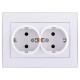 Розетка двойная с/з LEZARD Rain белая 703-0202-127B 
