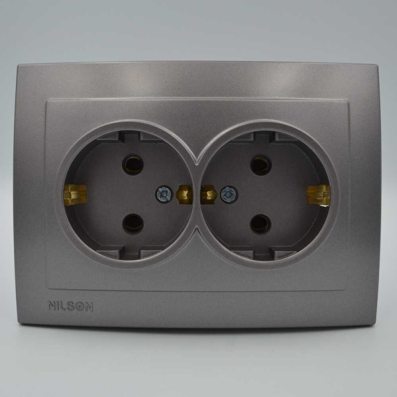 Розетка двомісна з/з NILSON Touran  Антрацит 24161025