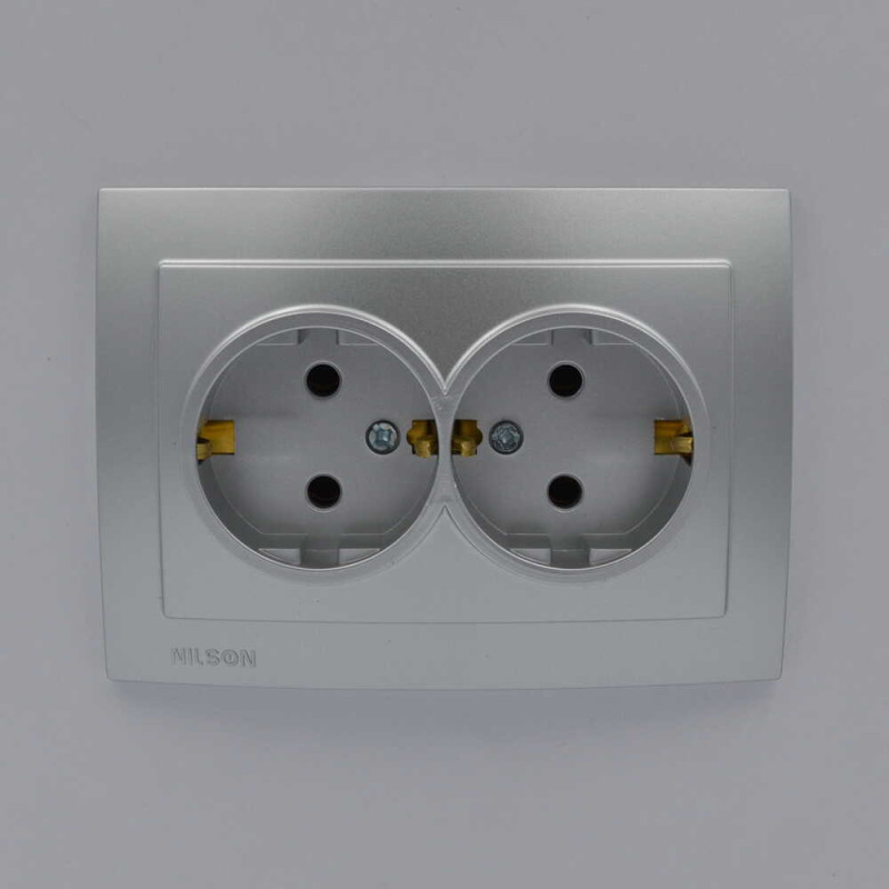 Розетка двомісна з/з NILSON Touran срібло 24131025