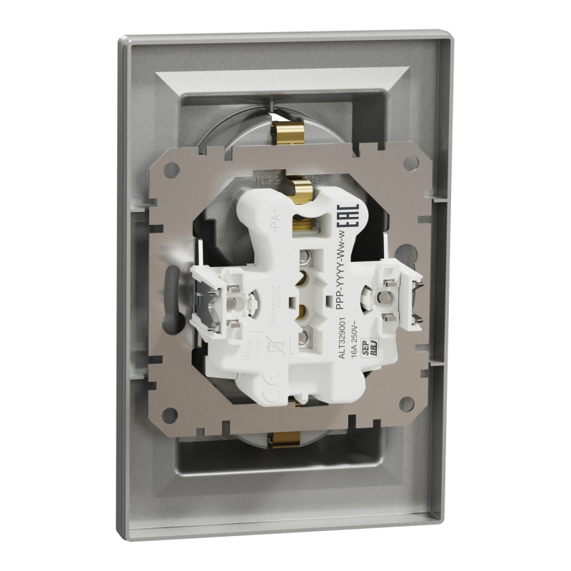 Розетка двойная с/з SCHNEIDER Asfora алюминий EPH9900161