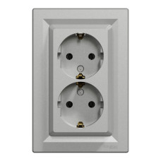 Розетка двойная с/з SCHNEIDER Asfora алюминий EPH9900161