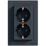 Розетка двойная с/з SCHNEIDER Asfora антрацит