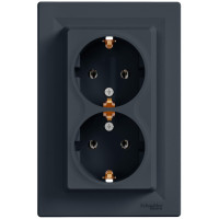 Розетка двойная с/з SCHNEIDER Asfora антрацит