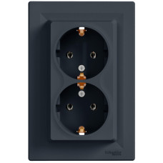 Розетка двойная с/з SCHNEIDER Asfora антрацит