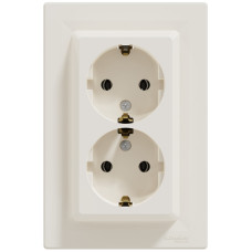 Розетка двойная с/з SCHNEIDER Asfora крем EPH9900123
