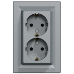 Розетка двойная с/з SCHNEIDER Asfora сталь EPH9900162