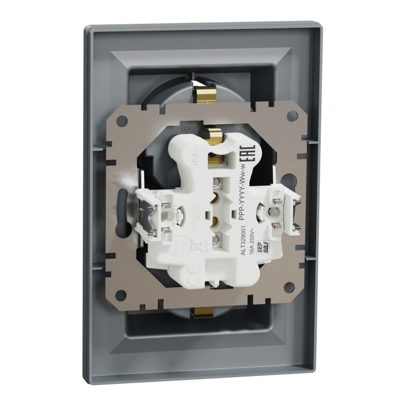 Розетка двойная с/з SCHNEIDER Asfora сталь EPH9900162