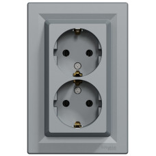 Розетка двойная с/з SCHNEIDER Asfora сталь EPH9900162