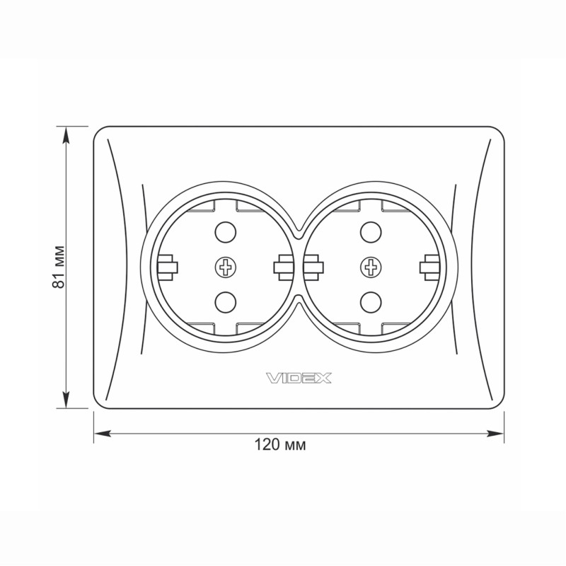 Розетка двухмесная с/з VIDEX Binera крем (VF-BNSK2G-CR)