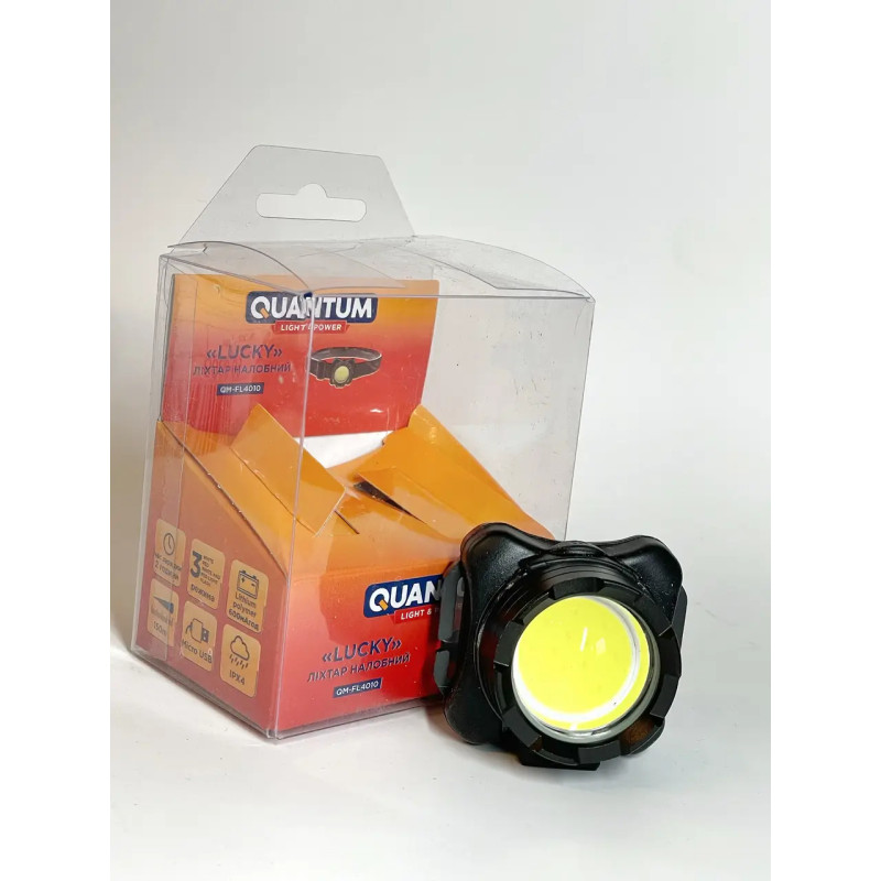 Фонарь Quantum налобный аккумуляторный Lucky LED COB+Micro USB