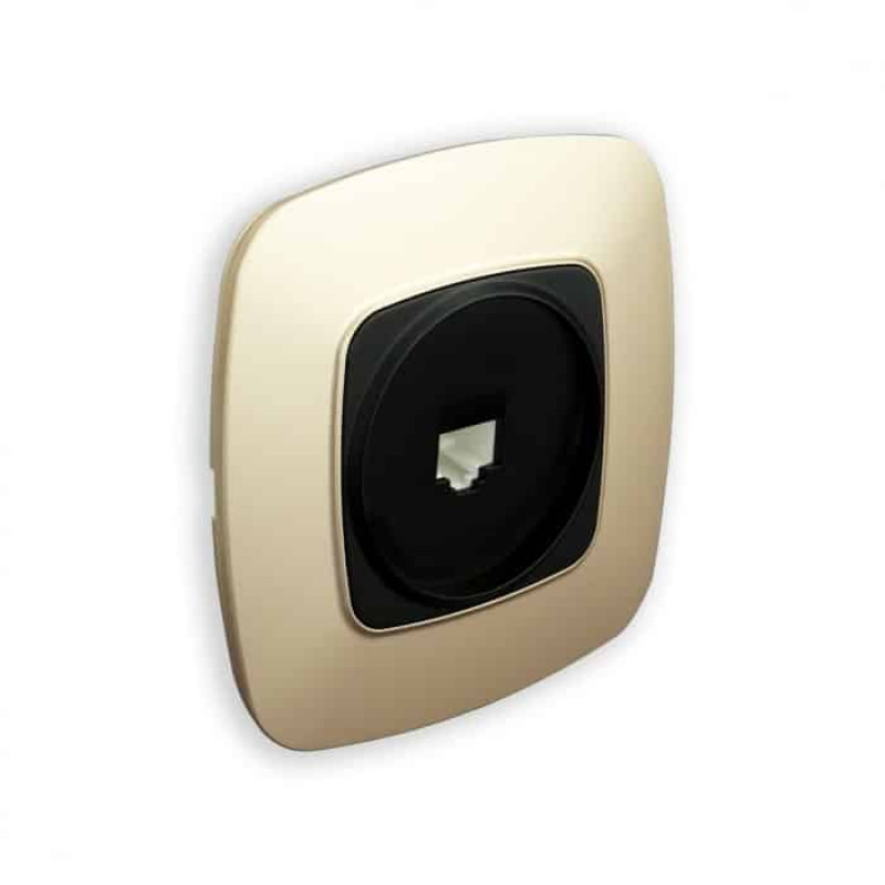 Розетка встроенная компьютерная золотая+черная ELA (112-007-0011-040) Horoz Electric