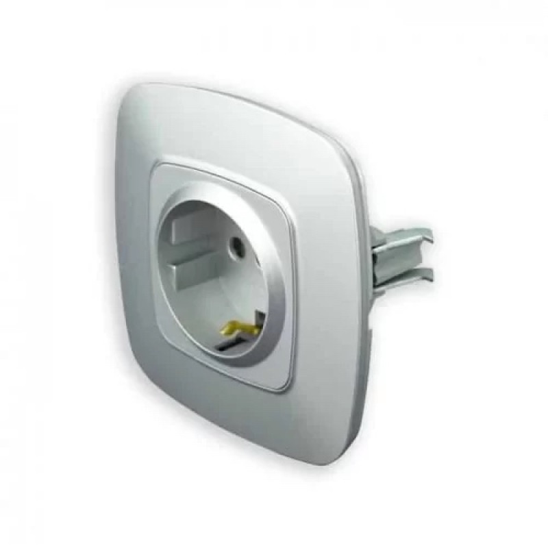 Розетка вбудована з заземленням 16А 250V срібна ELA (112-007-0006-020) Horoz Electric