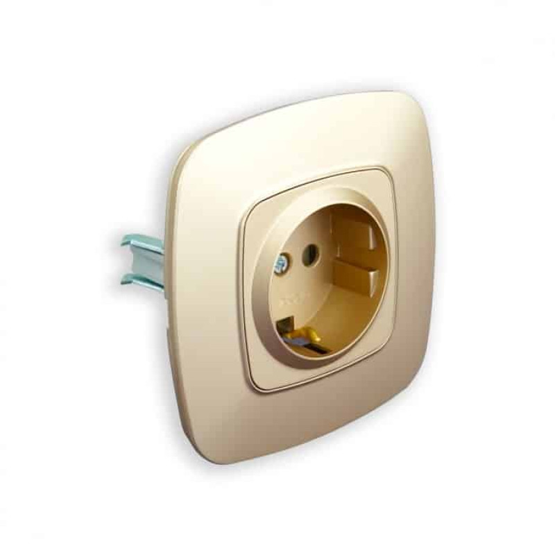 Розетка встроенная с заземлением 16А 250V золотая ELA (112-007-0006-030) Horoz Electric