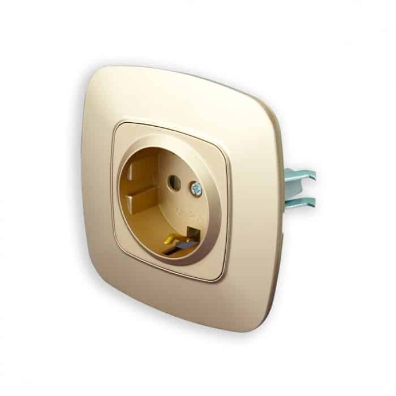 Розетка встроенная с заземлением 16А 250V золотая ELA (112-007-0006-030) Horoz Electric