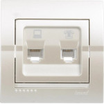 Розетка компьютерная и телефонная LEZARD Deriy жемчужно-белая 702-3030-143