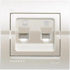 Розетка компьютерная и телефонная LEZARD Deriy жемчужно-белая 702-3030-143