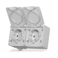 Розетка наружная двойная с/з VIDEX BINERA IP65 (VF-BNW22G-G)