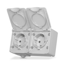 Розетка наружная двойная с/з VIDEX BINERA IP65 (VF-BNW22G-G)