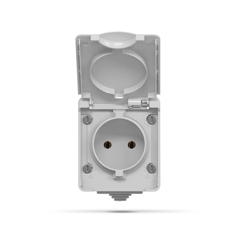 Розетка наружная одинарная б/з VIDEX BINERA IP65 (VF-BNW21-G)