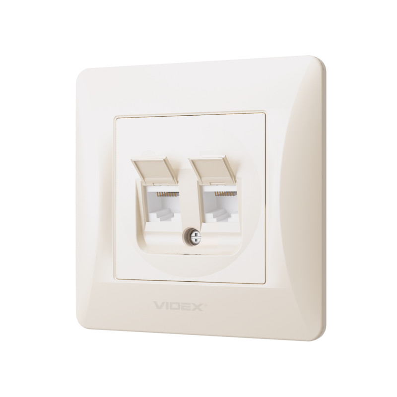 Розетка CAT6+CAT6 компьютерная двойная кремовая VIDEX BINERA (VF-BNSK2PC6-CR)