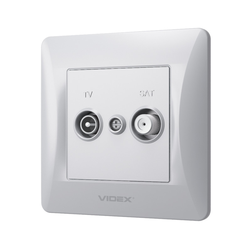 Розетка TV+SAT концевая серебряный шелк VIDEX BINERA (VF-BNSK2TVSATE-SS)