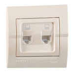 Розетка компьютерная двойная LEZARD Deriy жемчужно-белая 702-3030-141