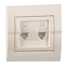 Розетка компьютерная двойная LEZARD Deriy жемчужно-белая 702-3030-141