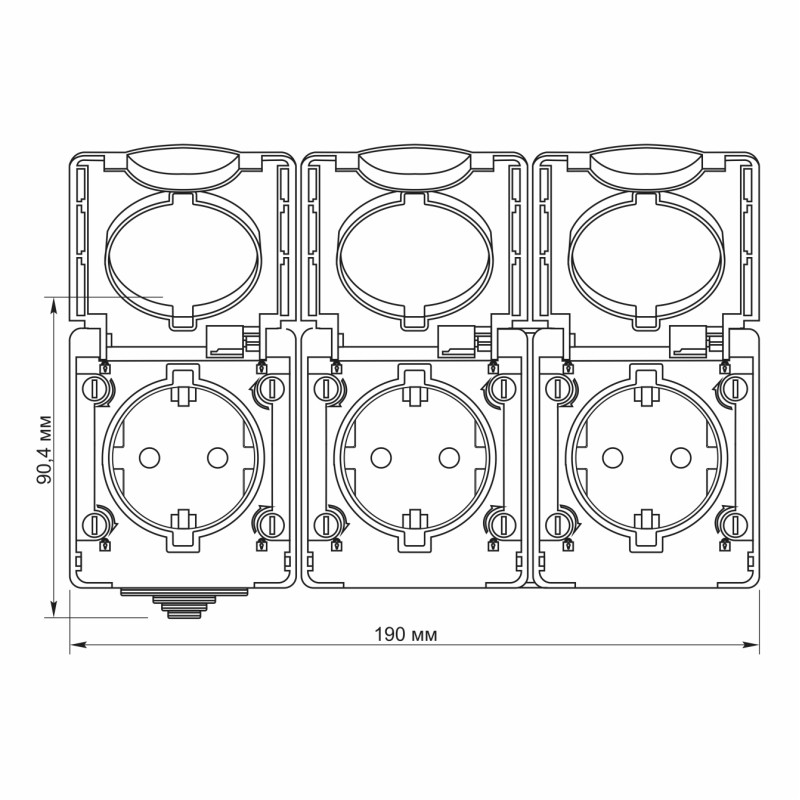 Розетка наружная тройная с заземлением серая VIDEX BINERA IP65 (VF-BNW23G-G)