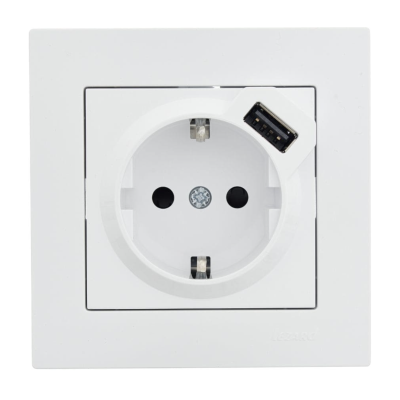 Розетка 1-на з/з +USB Vesna Білий 742-0288-181