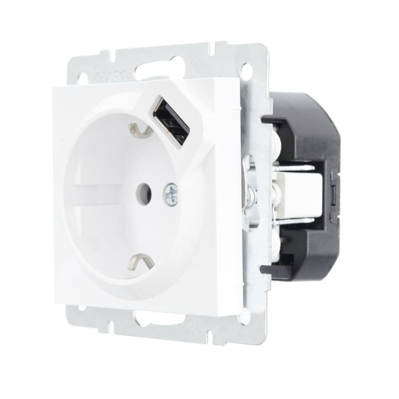 Розетка 1-на з/з +USB Vesna Білий 742-0288-181