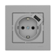 Розетка 1-я с/с +USB Vesna Серая 742-3588-181
