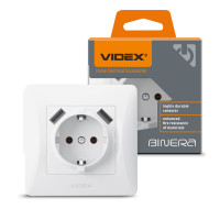 Розетка одинарная + 2USB с/з VIDEX BINERA белая (VF-BNSK1GU2-W)