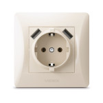 Розетка одинарная + 2USB с/з VIDEX Binera крем (VF-BNSK1GU2-CR)
