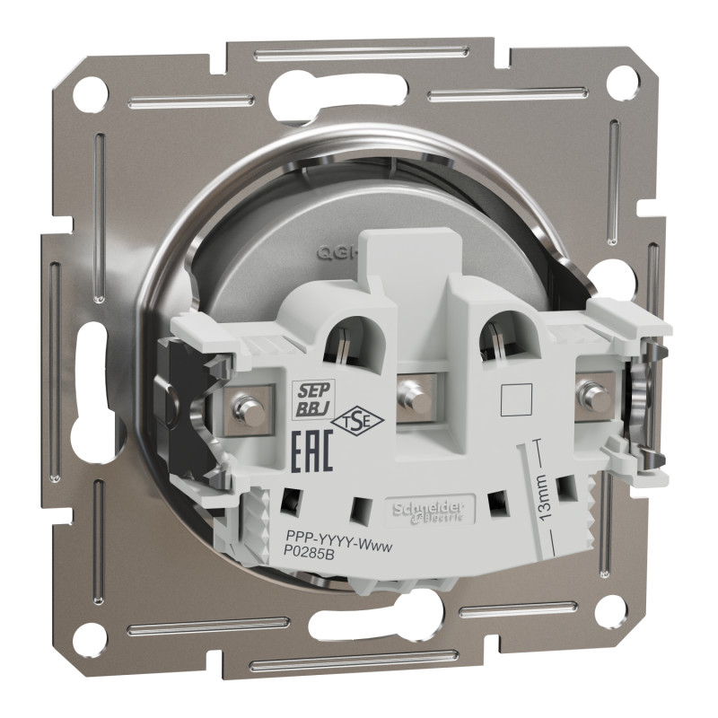 Розетка одинарная б/з SCHNEIDER Asfora алюминий EPH3000161