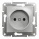 Розетка одинарная б/з SCHNEIDER Asfora алюминий EPH3000161