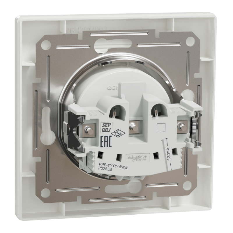Розетка одинарная б/з SCHNEIDER Asfora белая с рамкой EPH3000121