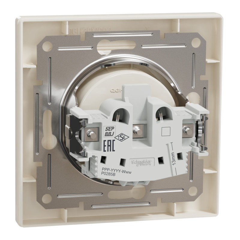 Розетка одинарна б/з SCHNEIDER Asfora крем з рамкою EPH3000123
