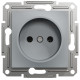 Розетка одинарная б/з SCHNEIDER Asfora сталь EPH3000162