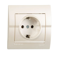 Розетка одинарна з/з LEZARD Deriy перлинно-біла 702-3030-122В