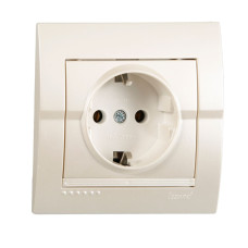 Розетка одинарная з/з LEZARD Deriy жемчужно-белая 702-3030-122В