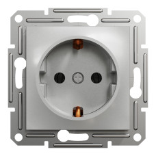 Розетка одинарная с/з SCHNEIDER Asfora алюминий EPH2900161