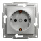 Розетка одинарная с/з SCHNEIDER Asfora алюминий EPH2900161