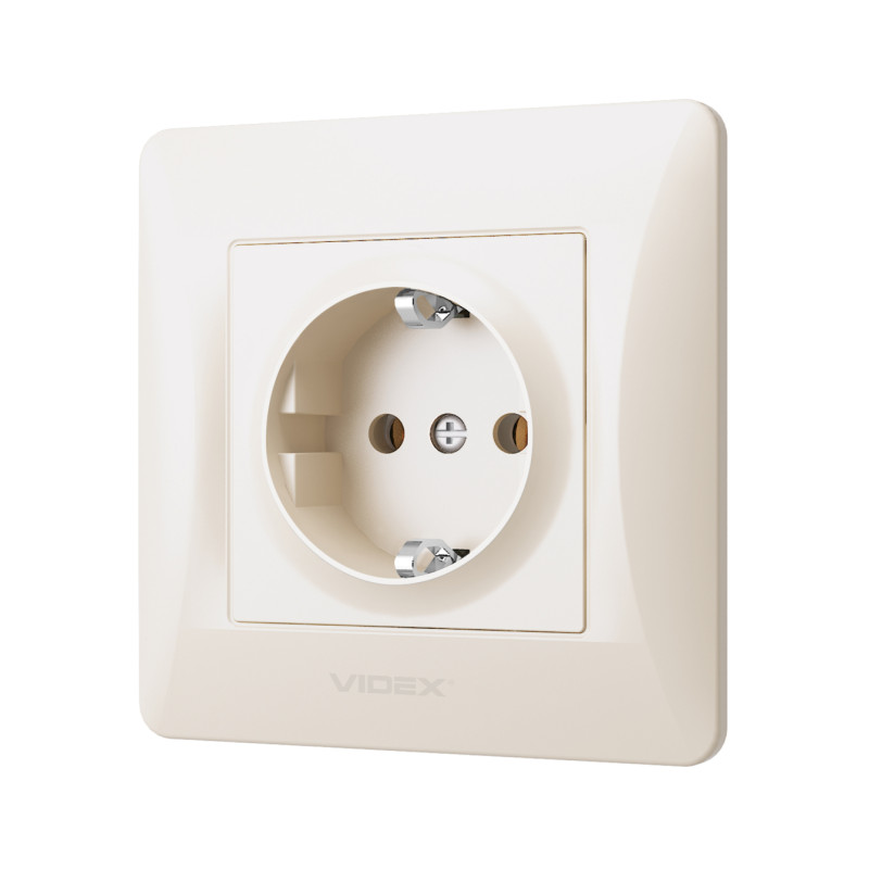 Розетка одинарна з/з VIDEX Binera крем (VF-BNSK1G-CR)