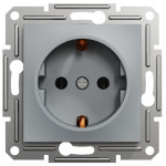 Розетка одинарная с/з SCHNEIDER Asfora сталь EPH2900162