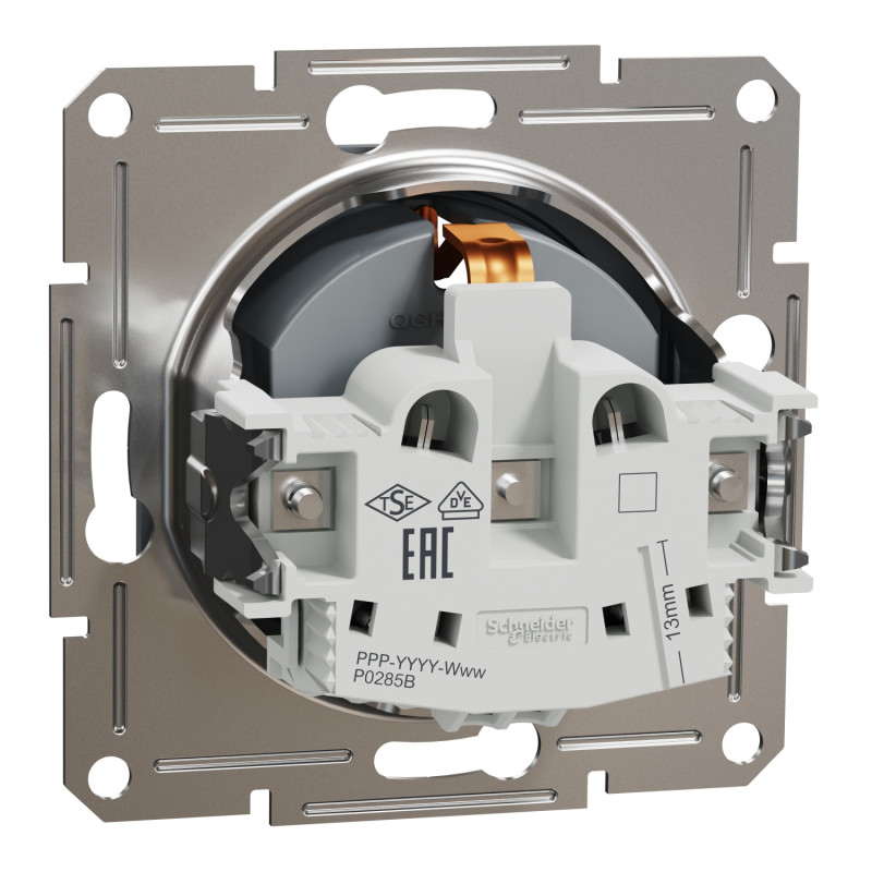 Розетка одинарная с/з SCHNEIDER Asfora сталь EPH2900162