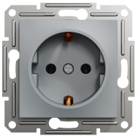 Розетка одинарная с/з SCHNEIDER Asfora сталь EPH2900162