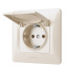 Розетка одинарная с/з и защитной крышкой VIDEX Binera крем (VF-BNSK1GС-CR)